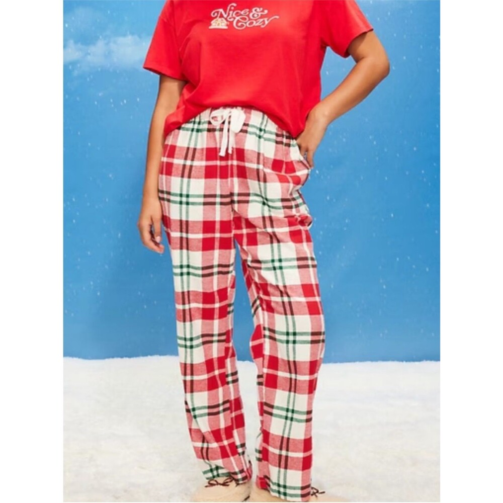 Old Navy Flannel Pajama Pants NEW Mid Rise Red Plaid XL 100% Cotton